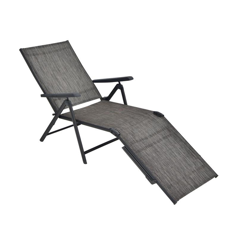 Foldable Chaise Lounge Chair With Backrest And Footrest, Gray - Gray