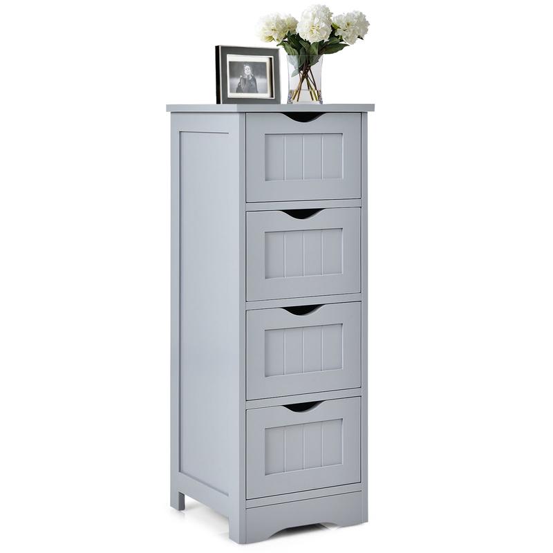 Wooden Free Standing Storage Side Organizer, Gray - Gray