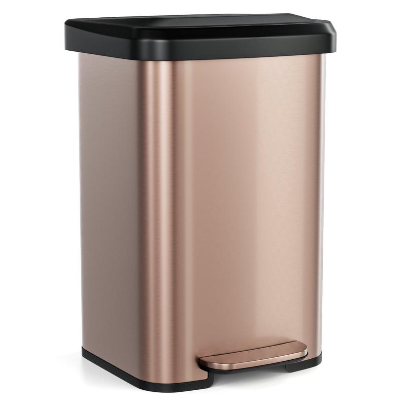 13.2 Gallon Step Trash Can, Soft Close Lid, Deodorizer Compartment, Golden - Golden