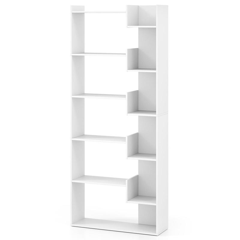 6-Tier Bookshelf, Wooden Bookcase With Anti-Tipping Kits, White - White