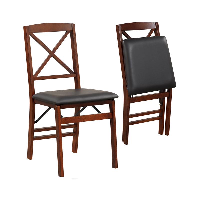 Set Of 2 Folding Dining Chairs, 400 LBS Capacity, Brown - Brown