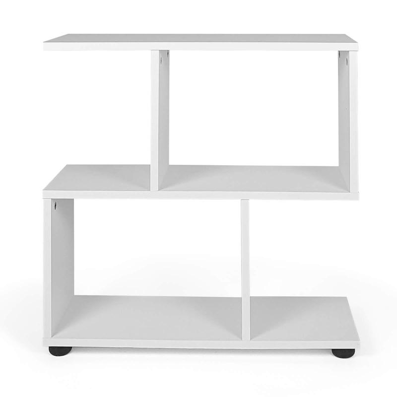 24 Inch 3-Tier Geometric Bookshelf, White - White