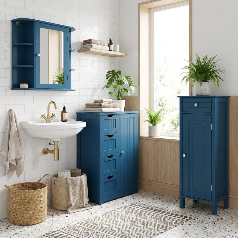 Bathroom Cabinets - Prussian Blue Collection, Dark Blue - Dark Blue