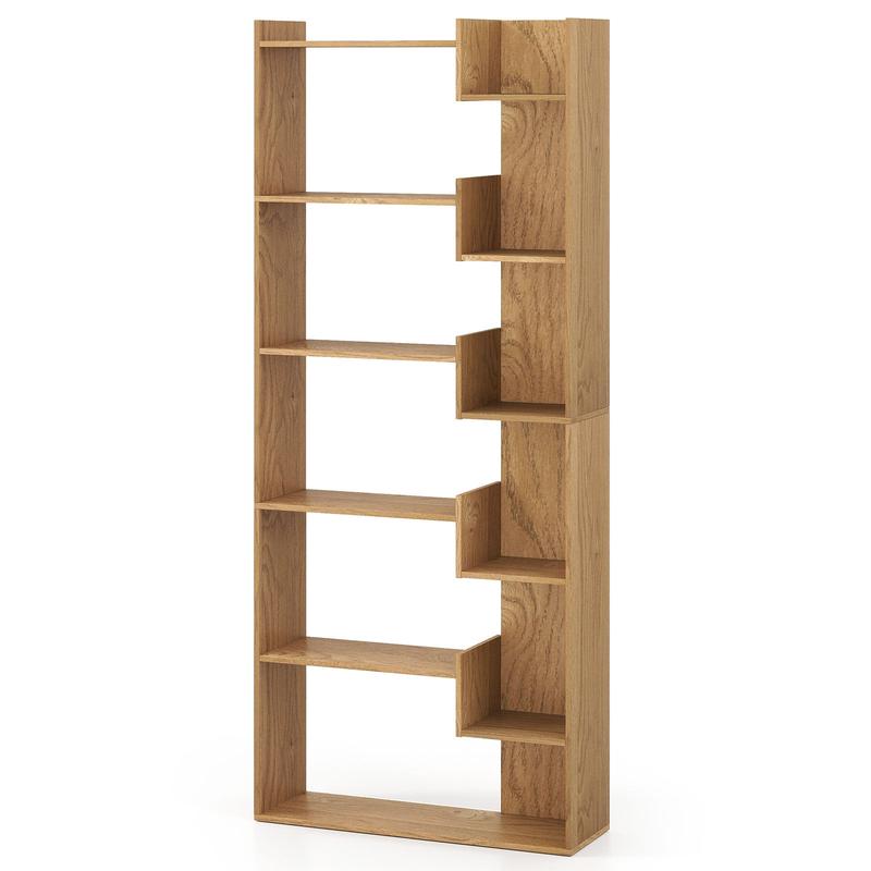 6-Tier Bookshelf, Wooden Bookcase, 2 Anti-Tipping Kits, Natural - Natural