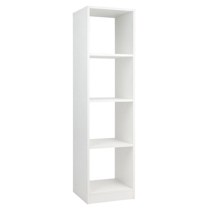 5 Tier 4 Cube Narrow Bookshelf, 4 Anti-Tipping Kits, White - White