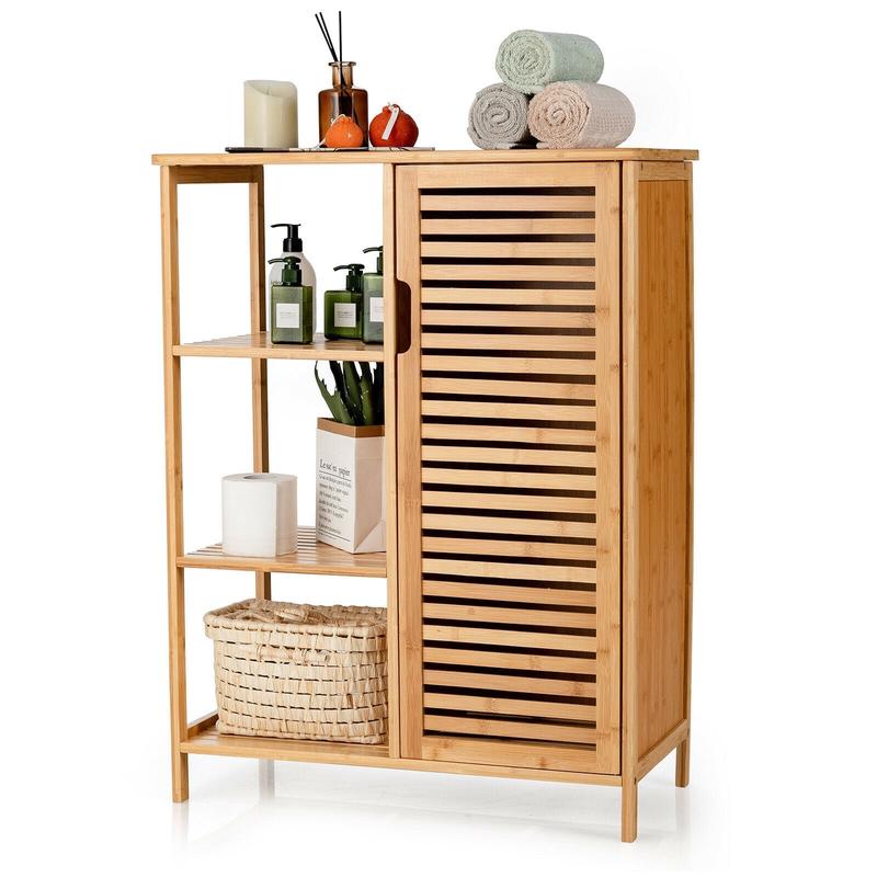 Bamboo Bathroom Storage Cabinet, Single Door, Natural - Natural