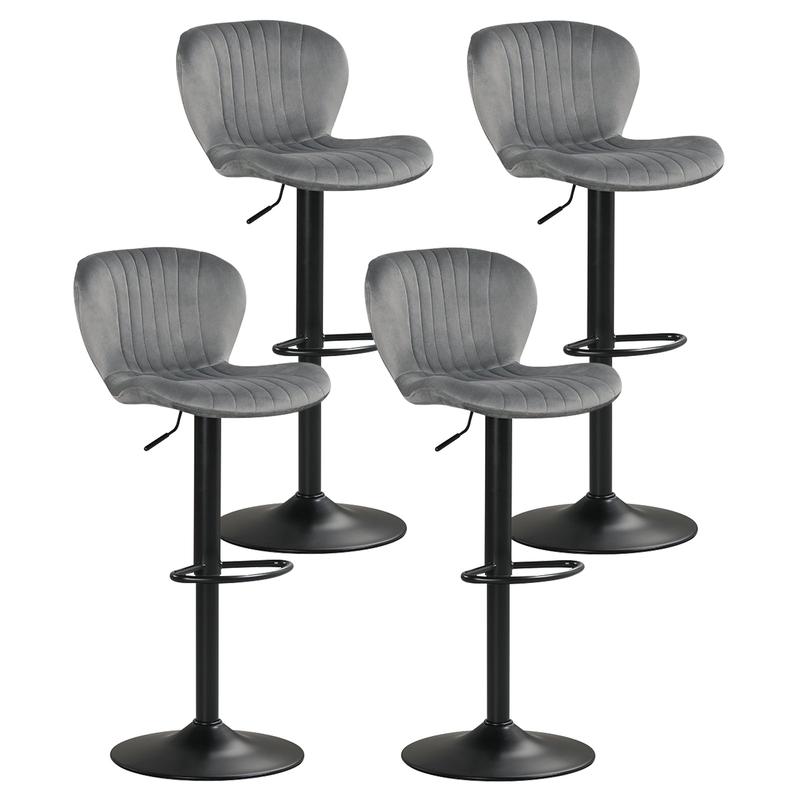 Adjustable Counter Height Chairs Set of 4 with Velvet Upholstered Backrests, Gray - Gray