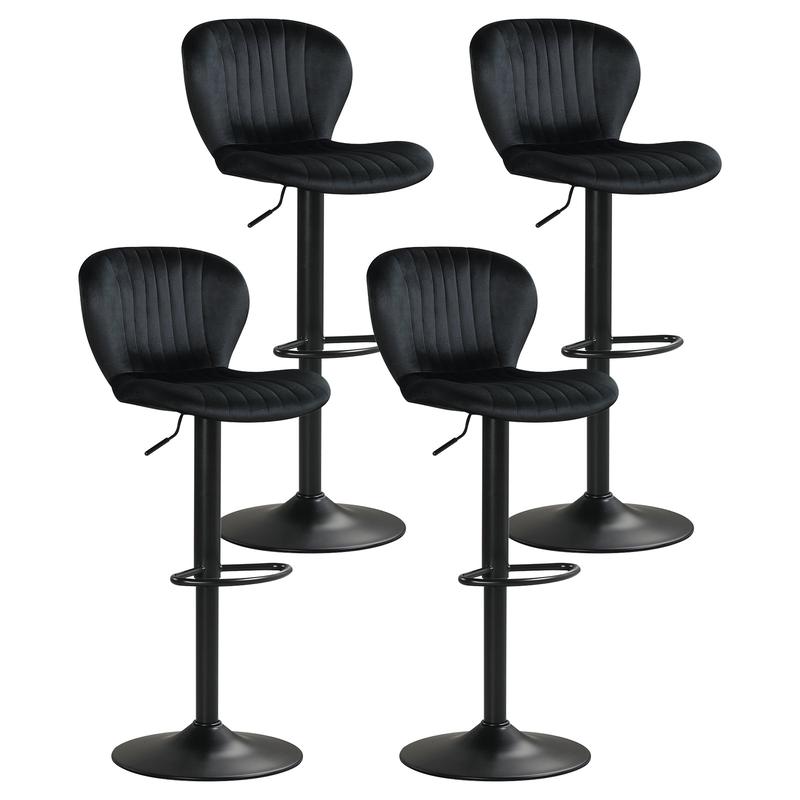 Adjustable Counter Height Chairs Set of 4 with Velvet Upholstered Backrests, Black - Black