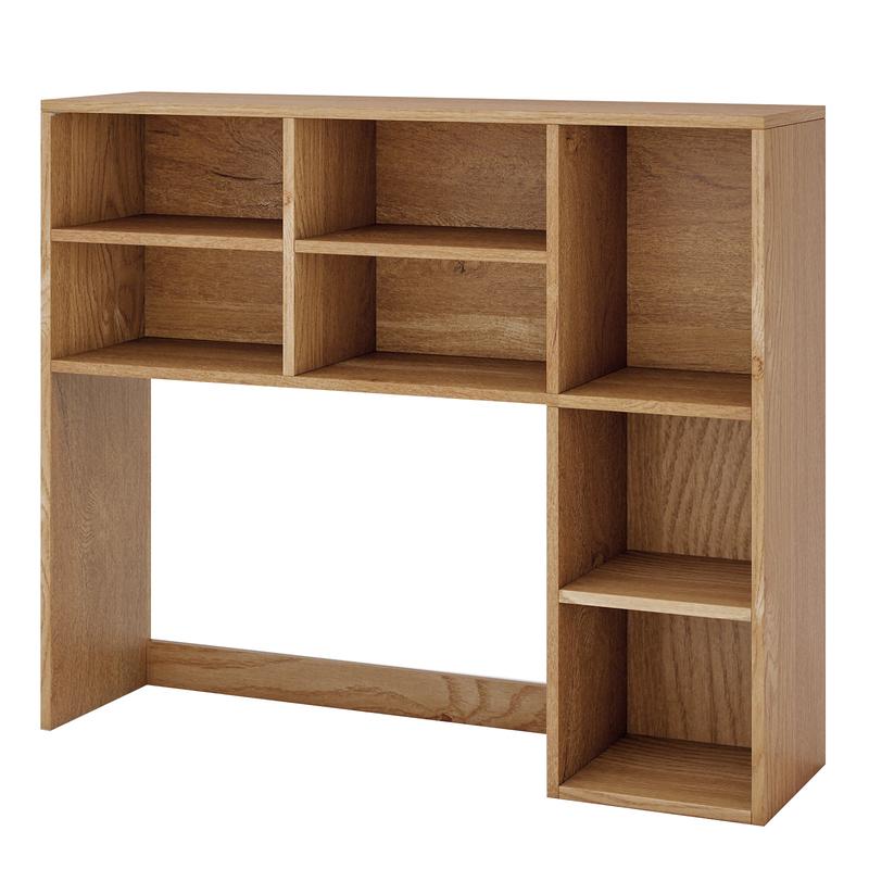 Desktop Bookshelf, 7 Open Cubbies, 3 Adjustable Shelves, Natural - Natural
