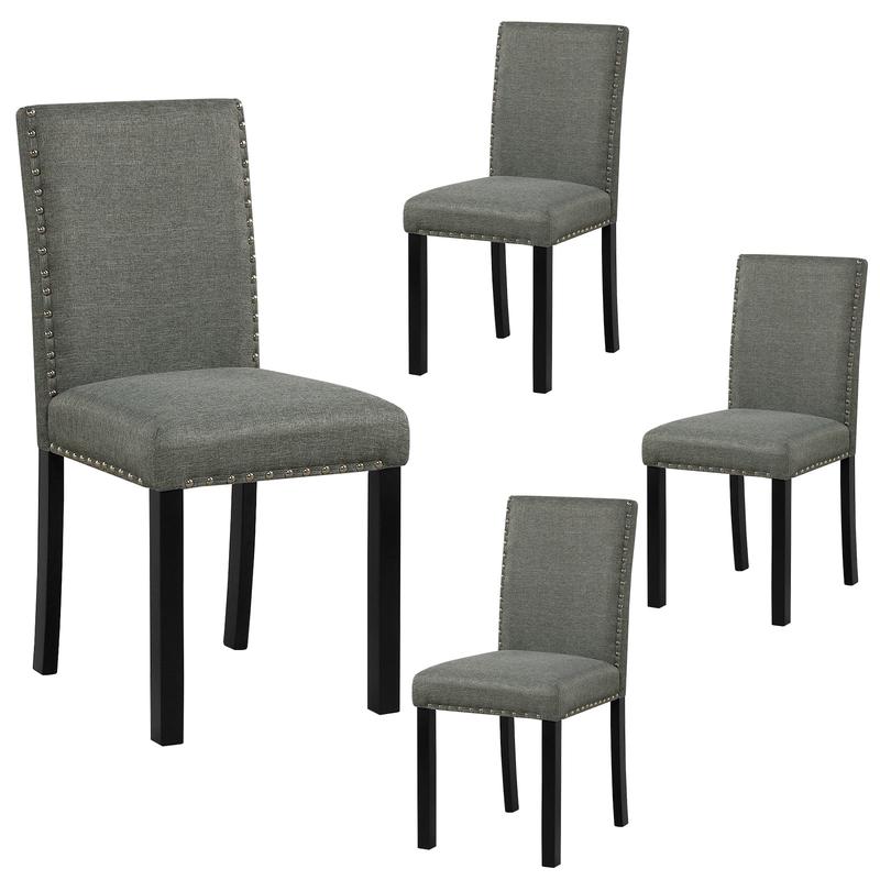 Wooden Dining Chairs Set of 4 with Bent Wood Legs, Gray - Gray