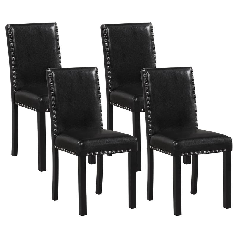 Set of 4 Dining Chairs with Solid Rubber and Wood Legs - Options