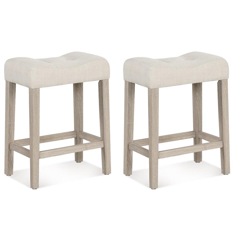 Set of 2/4 Upholstered Counter Height Bar Stool, Light Gray - Light Gray