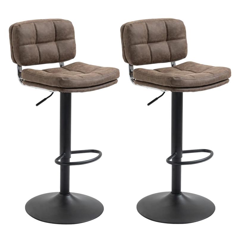 Swivel Counter Height Bar Stools Set of 2, Adjustable Height, PU Leather - Brown, Black