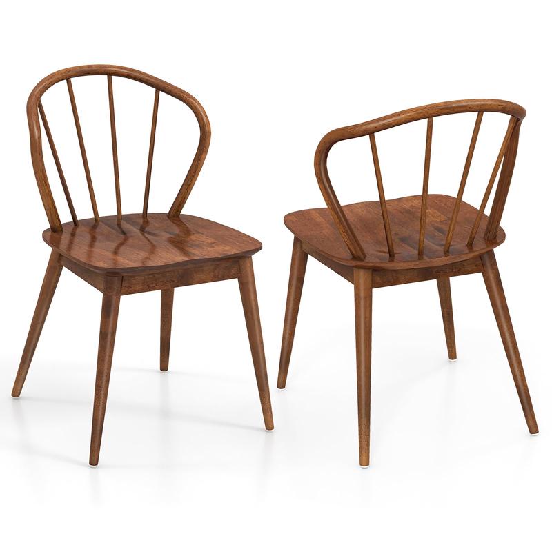 Wooden Dining Chair Set Of 2, Walnut - Walnut