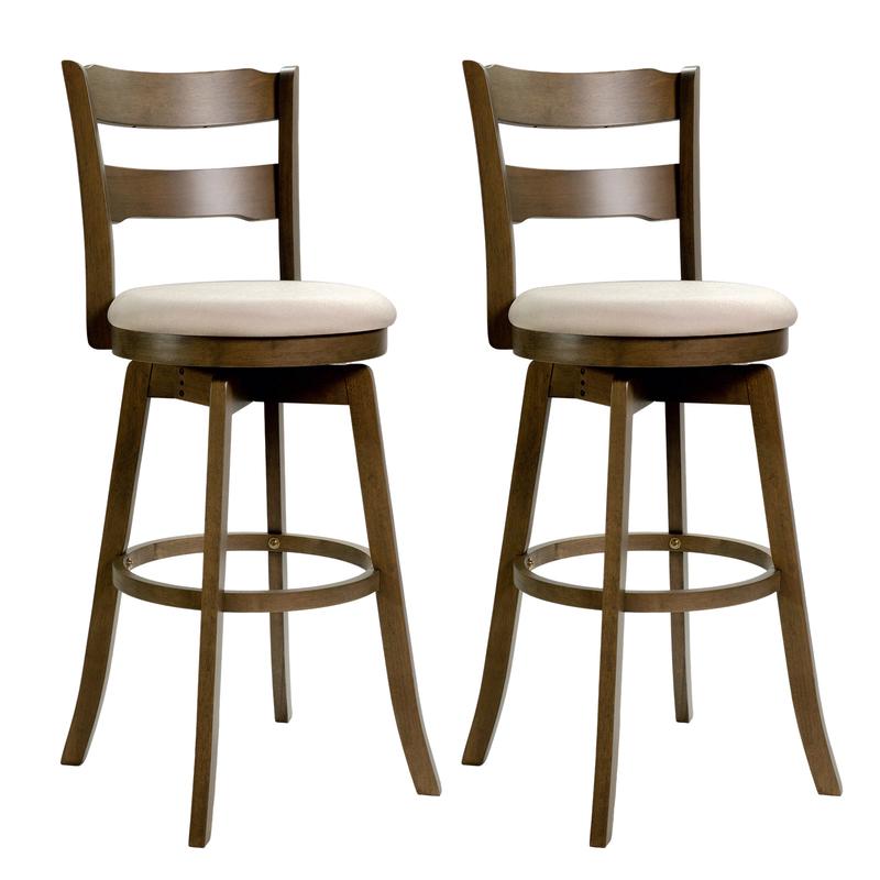 30.5 Inch Swivel Barstools with Backrest & Upholstered Seat-Set of 2, Taupe - Taupe
