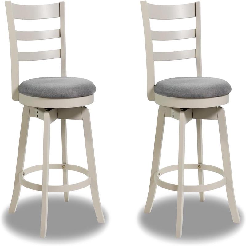 25\"/30.5\" Swivel Barstools Set of 2 360 Rotating Bar/Counter Height Chairs with Upholstered Seat-25 Inch - Options