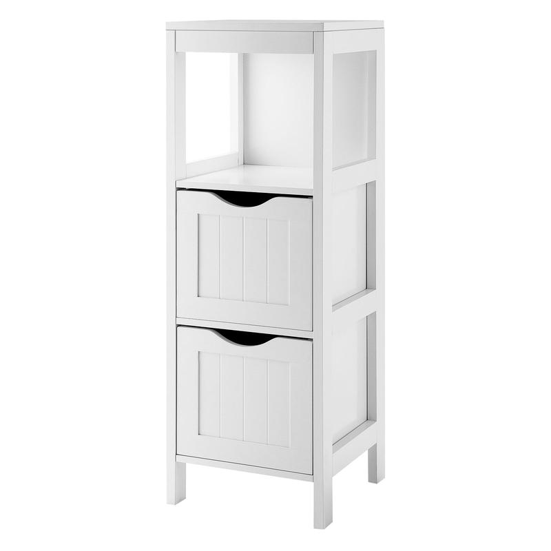 Freestanding Storage Cabinet, 2 Removable Drawers, White - White