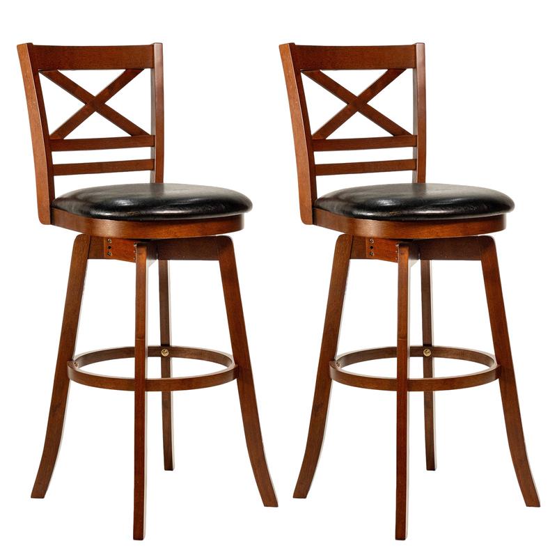 Swivel Barstools Set of 2 with Backrest and Footrest-29 Inches - Options