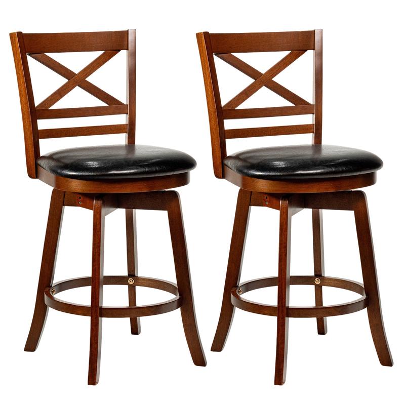 Swivel Barstools Set of 2 with Backrest and Footrest-24 Inches - Options