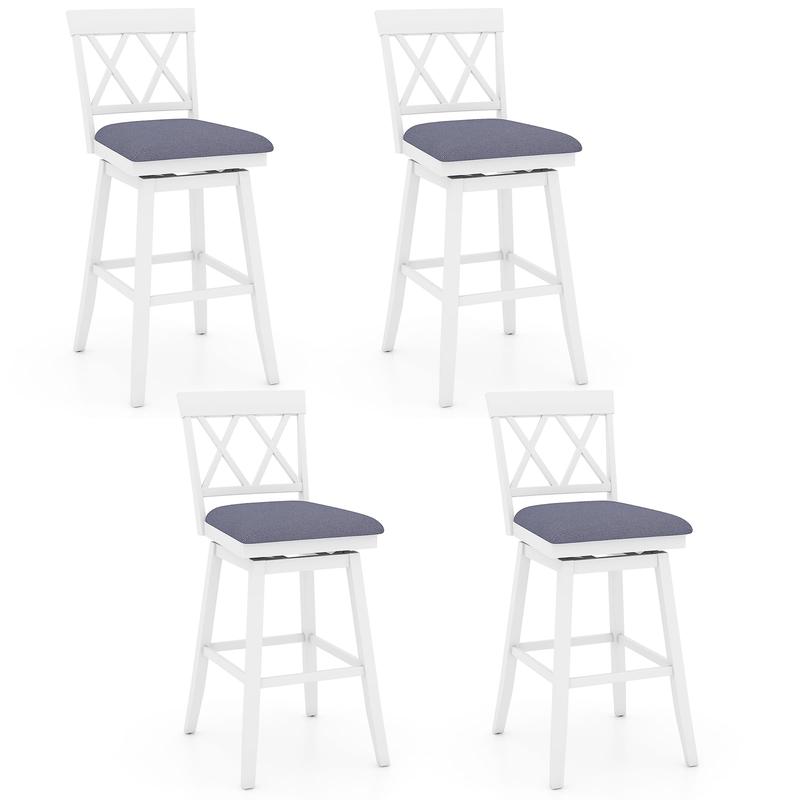 Swivel Bar Stools Set of 4 Counter Height Barstools with Backrest Upholstered Seat Cushion-29 Inches - Options