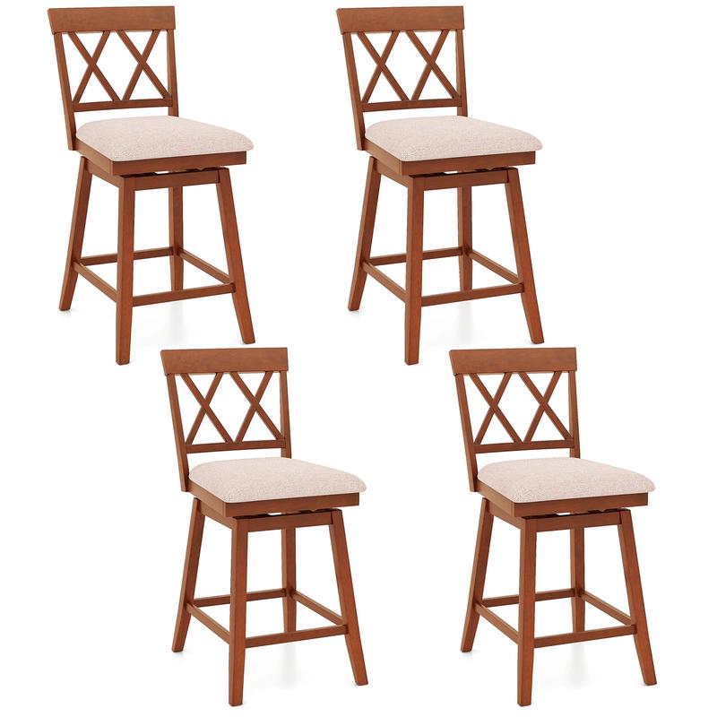 24 Inch Counter Height Barstools Set of 4 with Backrest and Upholstered Seat Cushion-24 Inch - Options