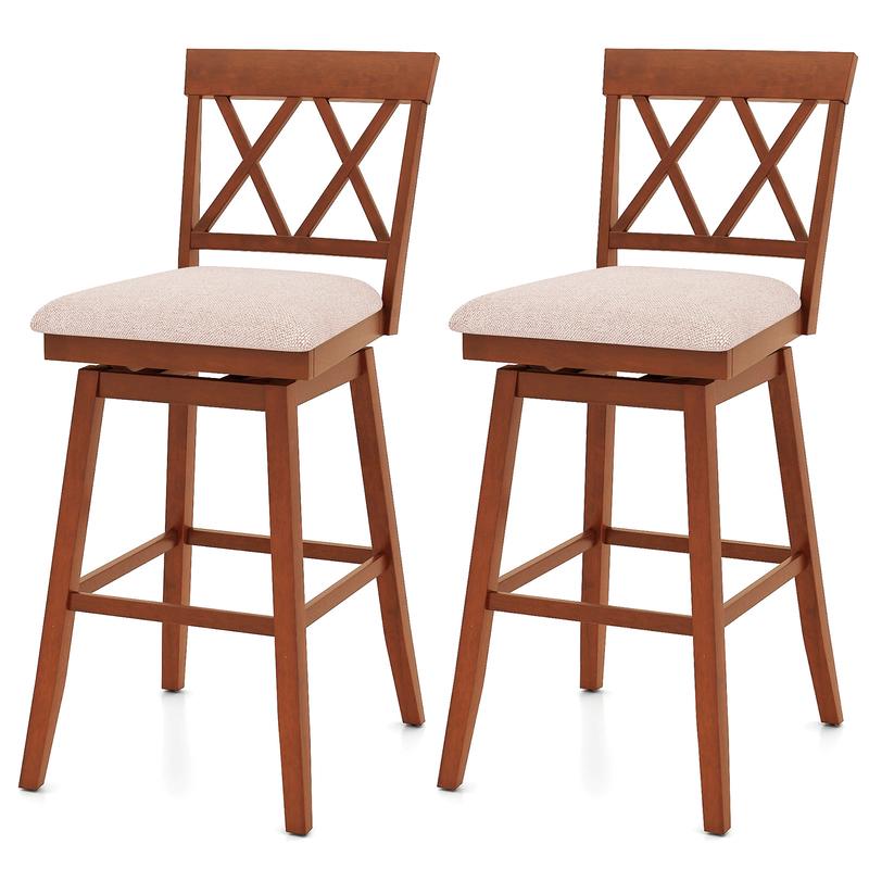 29 Inch Counter Height Barstools with Backrest and Upholstered Seat Cushion for Kitchen Dining Room, Oak - Oak