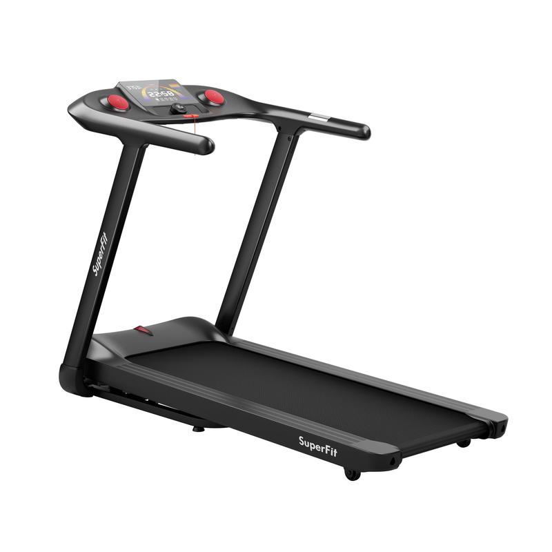 4.75HP Folding Treadmill, Touch Screen Control, Black - Black