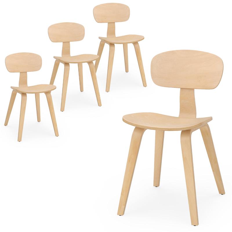 Modern Dining Chair Set of 4 with Wide Seat, Natural - Natural