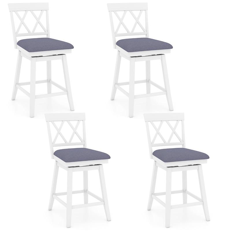 Swivel Bar Stools Set of 4 Counter Height Barstools with Backrest Upholstered Seat Cushion-24 inches - Options