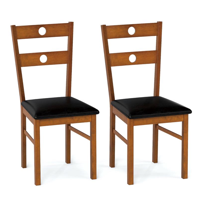 Wooden Dining Chairs Set of 2 Armless Kitchen Chairs with Hollowed Backrest-brown, Brown - Brown