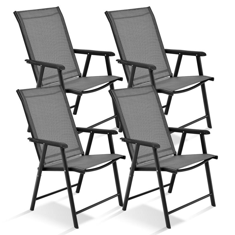 4-Pack Folding Chairs, Portable Outdoor Camping, Gray - Gray