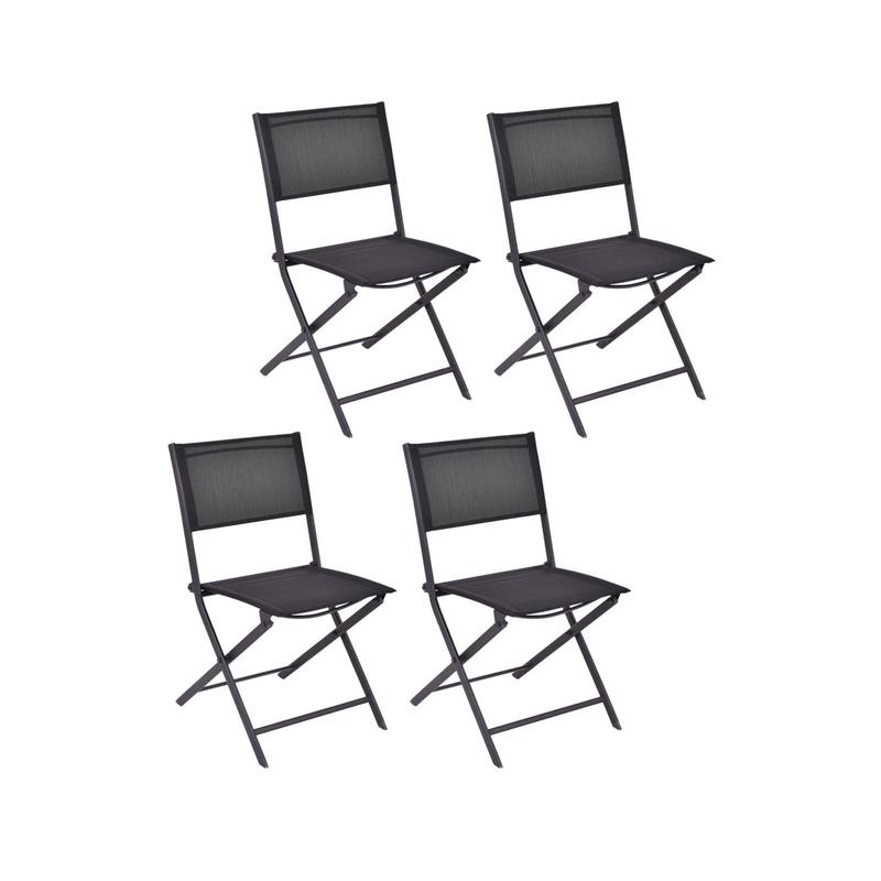Patio Folding Chairs Set Of 4, Black - Black