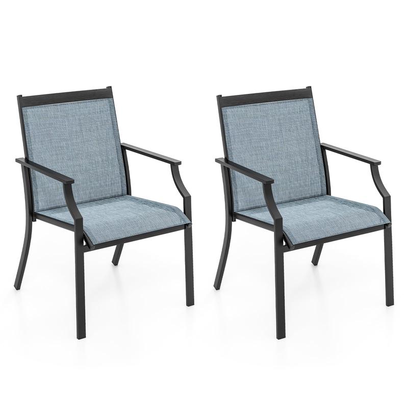 Large Outdoor Patio Dining Chairs, 2 Piece Set, Blue - Blue