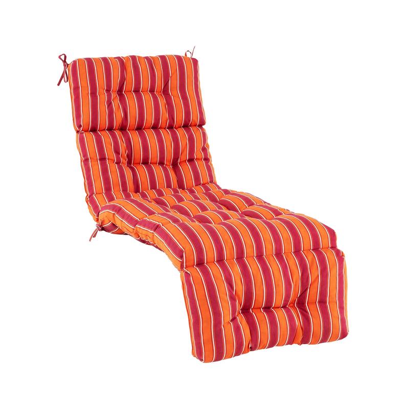 Outdoor Chaise Cushion With String Ties, Red - Red