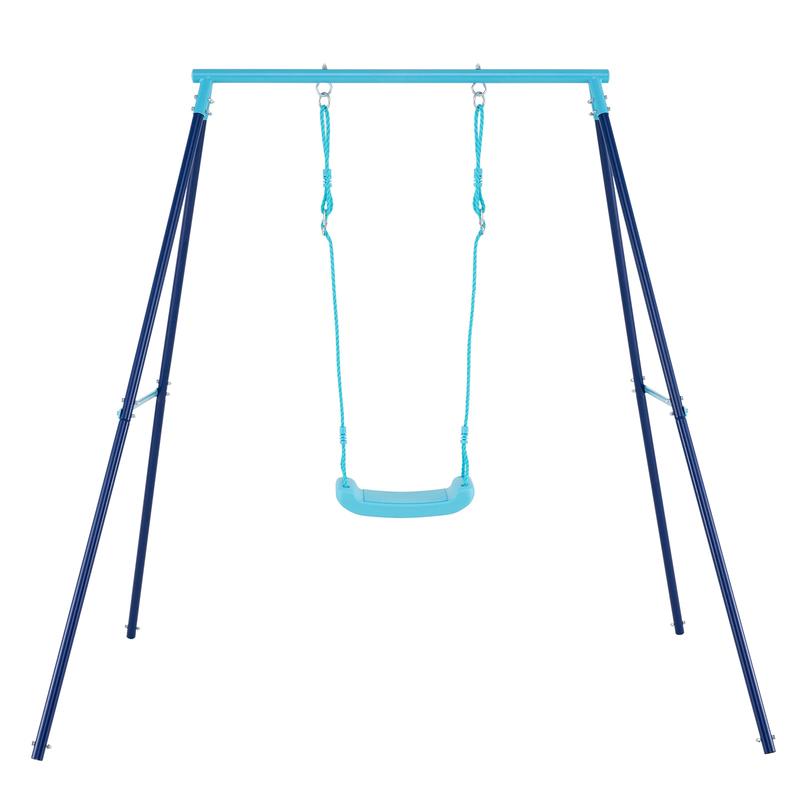 Heavy Duty Metal Toddler Swing Set With Stand, Blue - Blue