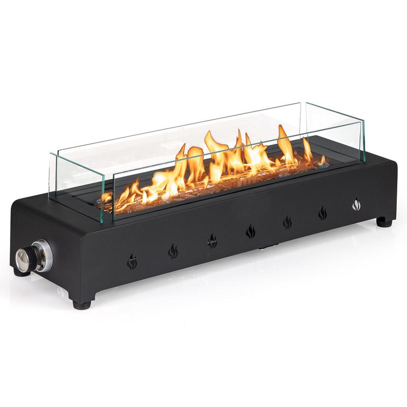 Portable Mini Fireplace With Wind Guard, Stainless Steel Burner - Options