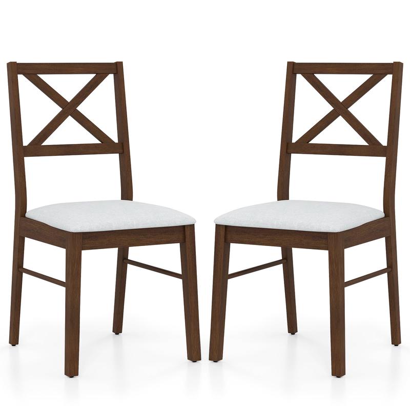 Upholstered Side Dining Chairs, Set of 2, Brown - Brown