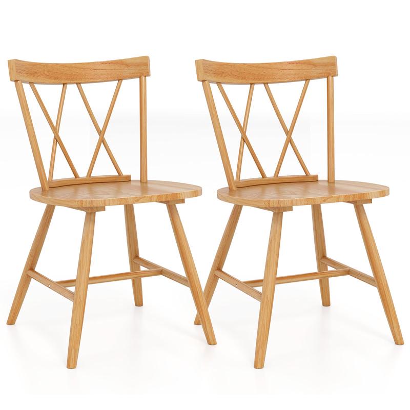 Farmhouse Kitchen Dining Chair Set, Rubber Wood Frame, Natural - Natural