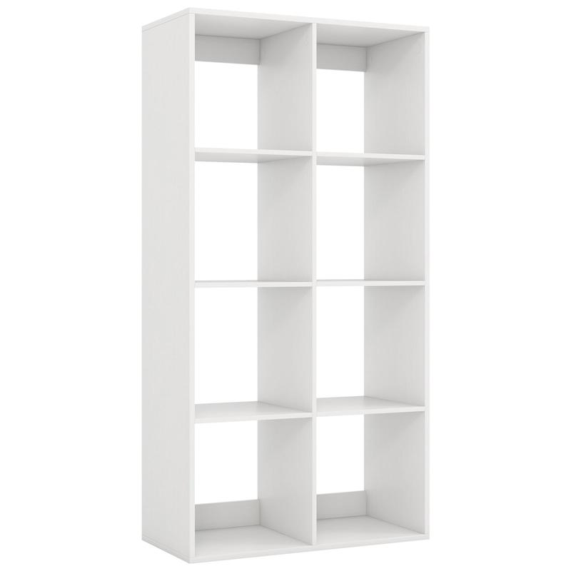 8 Cube Bookshelf With Back Guardrail, White - White