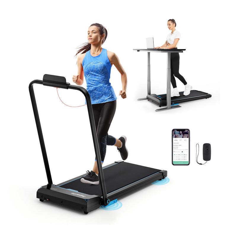 3 In 1 Folding Treadmill With Remote Control, LED Display, Blue - Blue