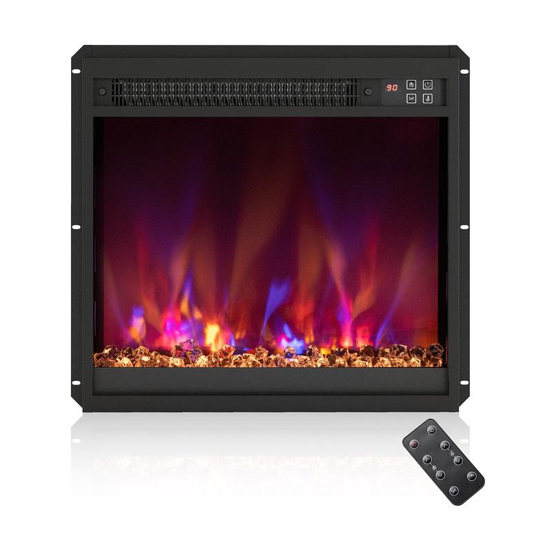 18 Inch 1500W Electric Fireplace Insert, Remote Control, Black - Black