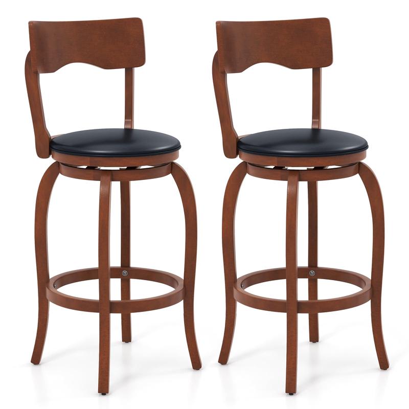 Swivel Bar Stools Set of 2, 29 Inch, Brown, Black - Black & Brown