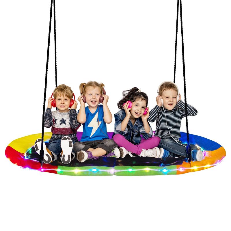 60 Inches Saucer Swing With LED Lights, Multicolor - Multicolor