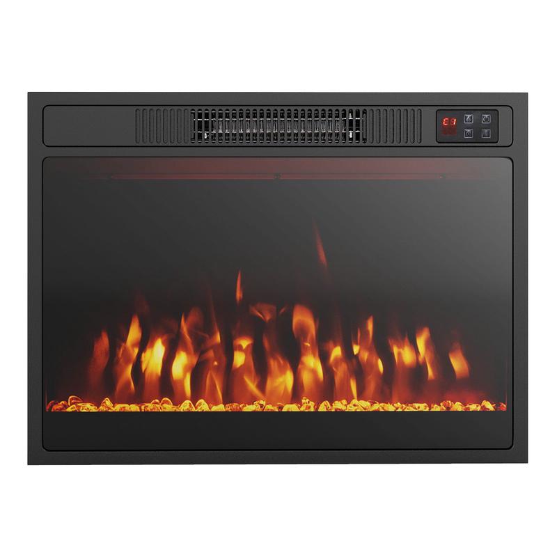 23 Inches Electric Fireplace Heater, 750W/1500W, Alter Flame Color, Black - Black