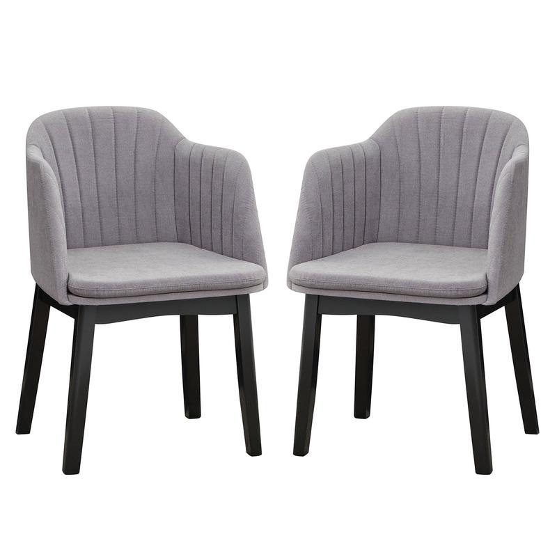 Modern Velvet Dining Chairs, Set of 2, Curved Backrests, Grey - Gray
