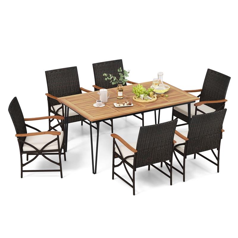 7 Piece Outdoor Dining Set, Porch Backyard Garden Poolside - Options