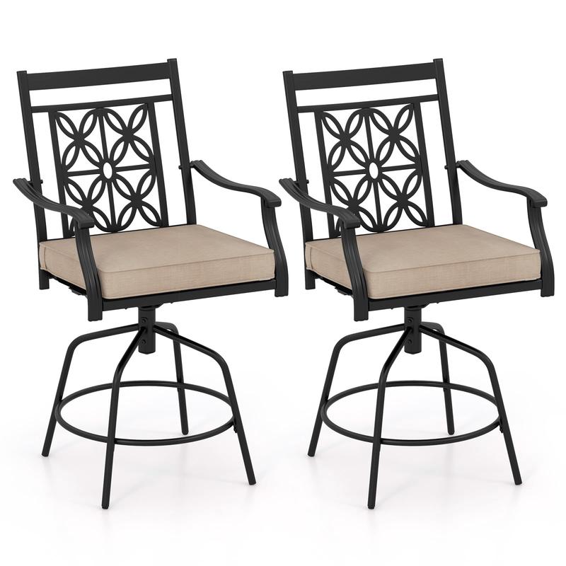 Outdoor Swivel Bar Stools, Set of 2, Brown - Brown