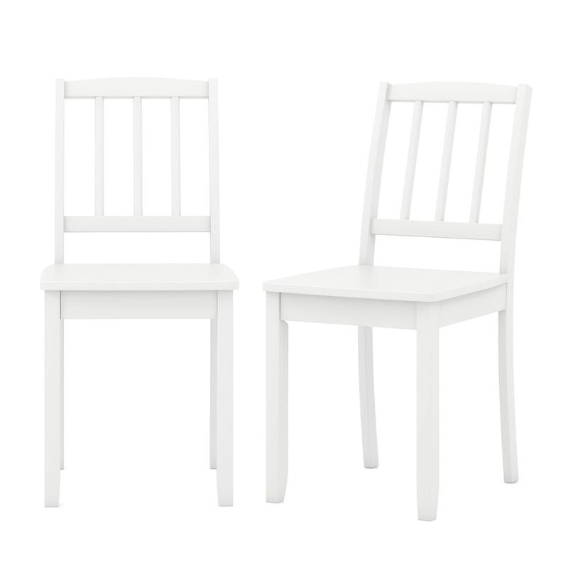Wood Dining Chair Set Of 2, Rubber Wood Legs, White - White