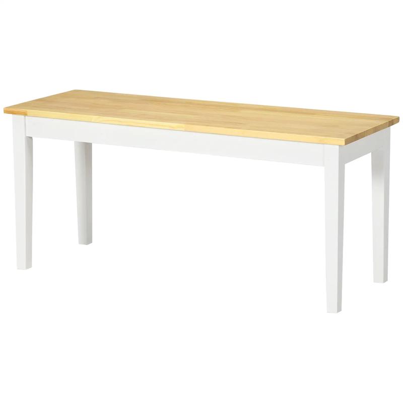 40\" Wood Dining Bench, 2 Person, Natural - Natural, White