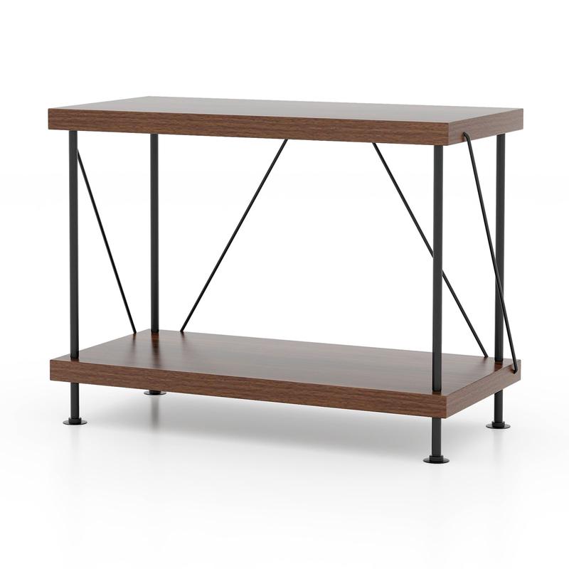 2 Tier Multipurpose Display Rack, Metal Frame, Walnut - Walnut